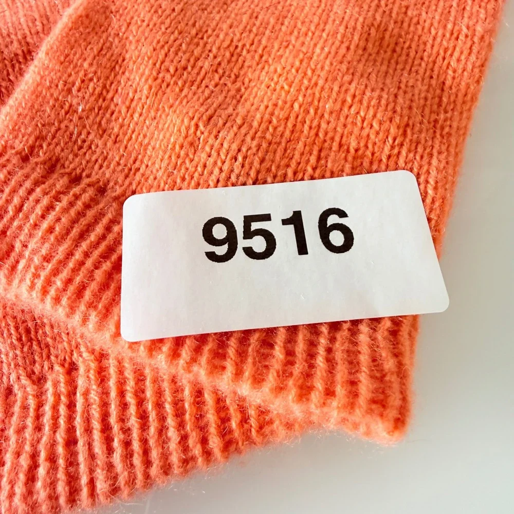 Garnet Hill Gloves Womens O/S Orange Excellent 100% Cashmere Long Knit RN102816